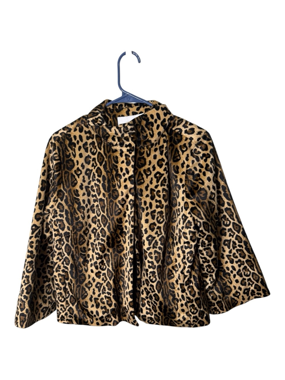 Jaclyn Smith Brown Black Leopard Print Faux Fur Jacket Size L Velvety